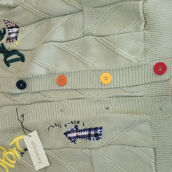 EBOSSY Women’s Cable Knit Long Sleeve Embroidered Cardigan, size M - Picture 7 of 12